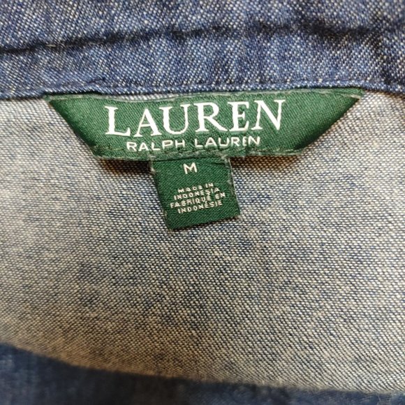 Lauren | Ralph Lauren Women's Denim 3/4 Split Sleeve Square Neck Top Medium - Picture 4 of 4